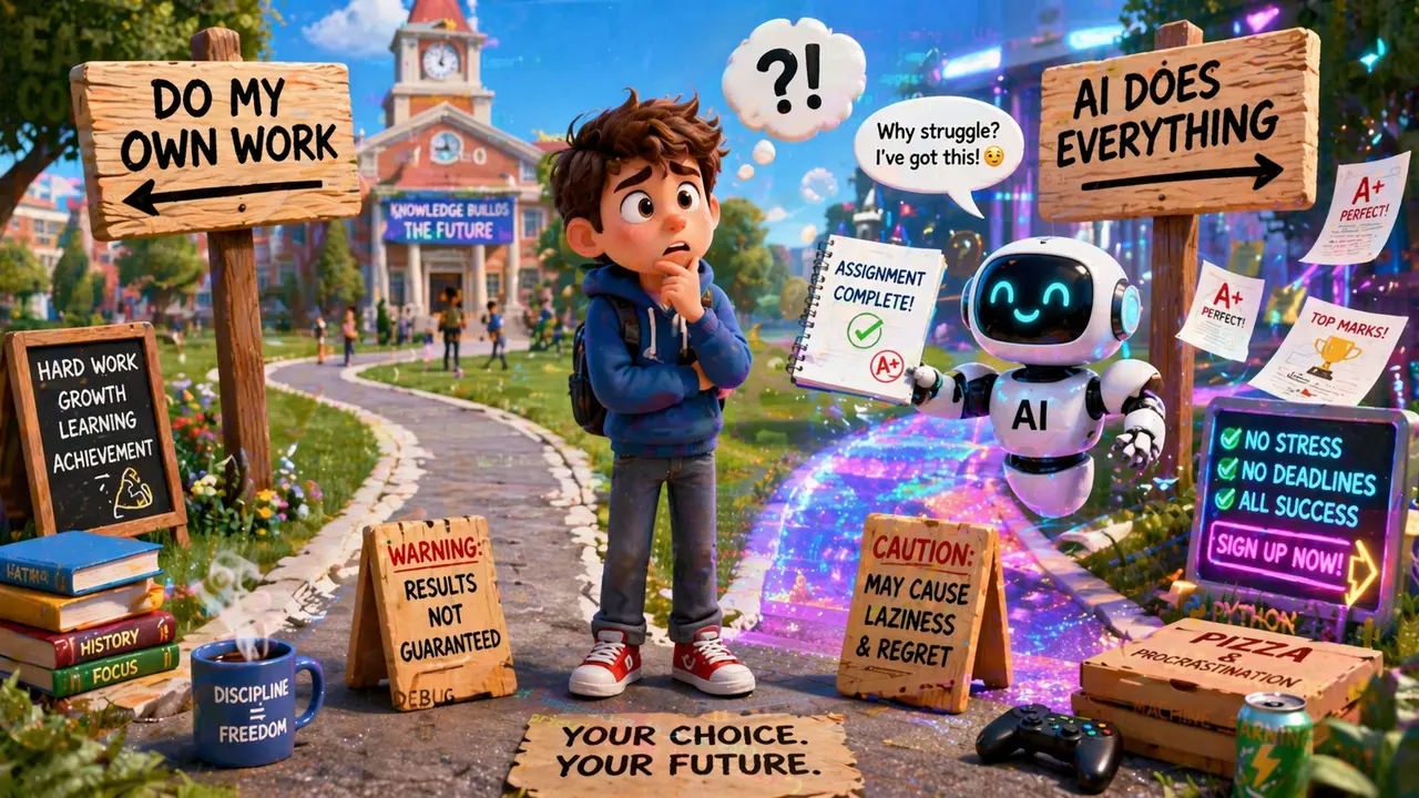 Featured image for “Is it cheating if AI writes my work for me?”